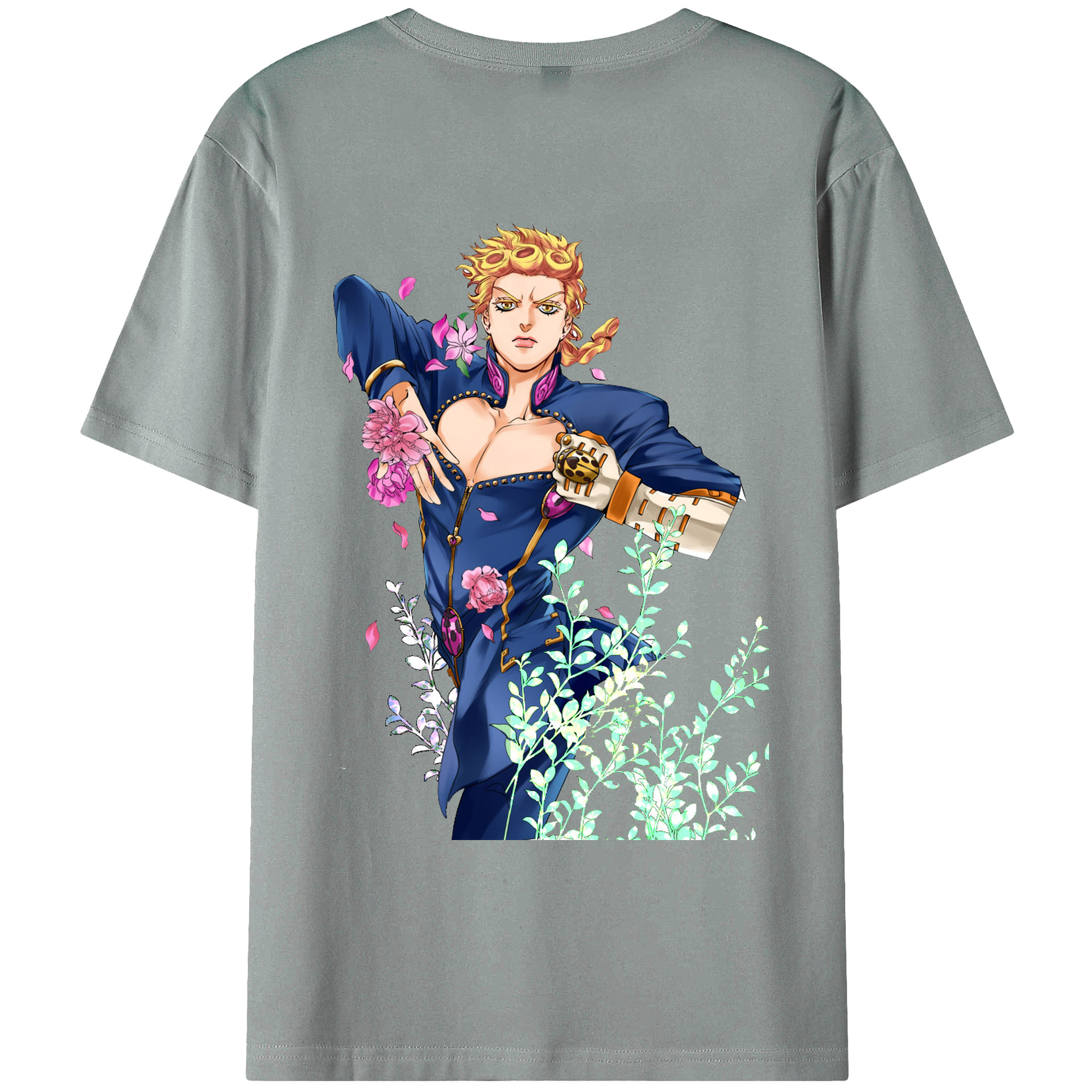 （画像用） ジョジョの奇妙な冒険 ジョルノ?ジョバァーナ JoJo's Bizarre Adventure Giorno Giovanna 綿100％ メンズ半袖Tシャツ（バックプリント） 通気性